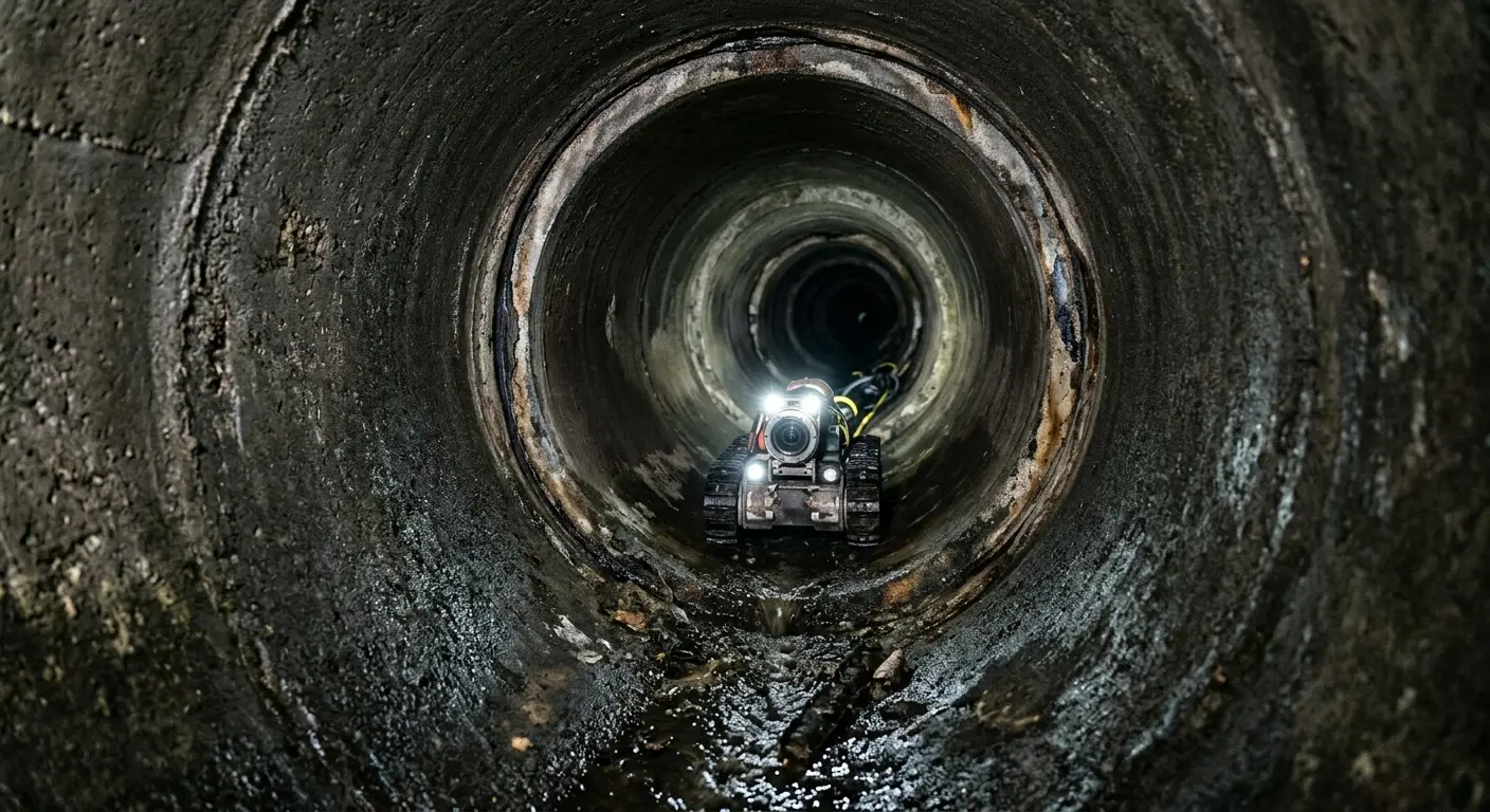Robotic sewer camera inspecting pipe interior for Drain Snake Service in Laguna Niguel